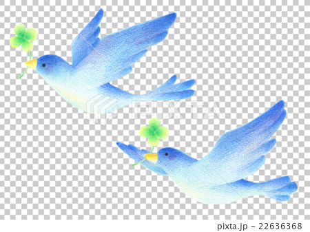 幸せを運ぶ青い鳥のイラスト素材