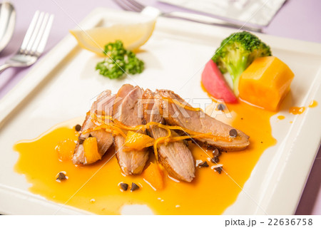 Duck chest roasted with orange sauce Duck chest roasted with orange sauce 22636758