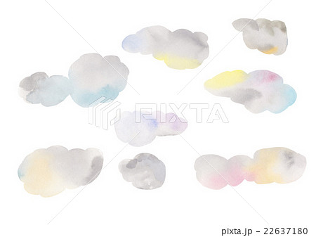 雲 イラスト 夏雲 水彩のイラスト素材
