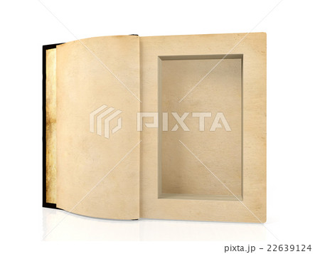 Opened ancient paper book with a hole in a middle Opened ancient paper book with a hole in a middle 22639124