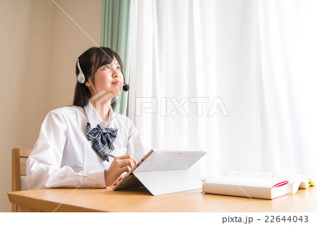 自宅で勉強をする女子高生 22644043