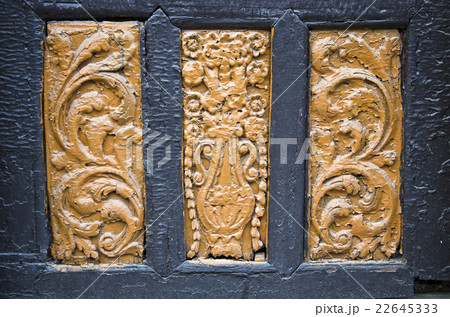 ancient wood carving on door background 22645333