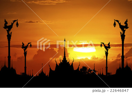 thai temple in silhouette 22646847