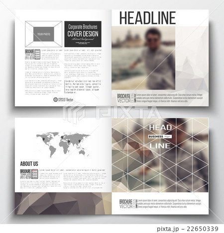 Set of square design brochure template. Polygonal 22650339