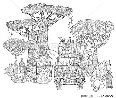 Hand drawn doodle outline tropical tree 22650659