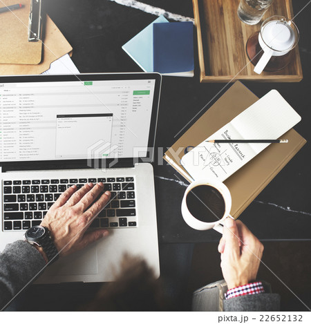 Businessman Using Laptop Working Thinking Concept 22652132