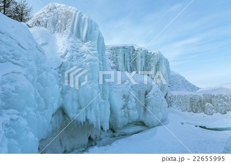 Icy waves on beach of Lake Baikal near Turtle Rock Icy waves on beach of Lake Baikal near Turtle Rock 22655995