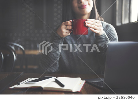 Beautiful Woman Home Office Lifestyle Concept Beautiful Woman Home Office Lifestyle Concept 22656040