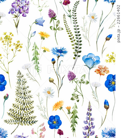 Watercolor wild flowers pattern 22661402