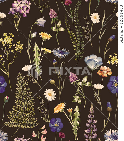 Watercolor wild flowers pattern 22661403