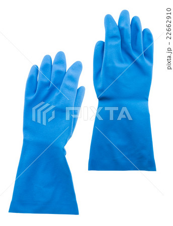blue rubber gloves isolated on white background 22662910