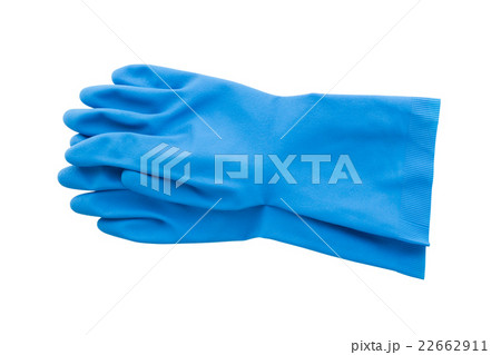 blue rubber gloves isolated on white background 22662911