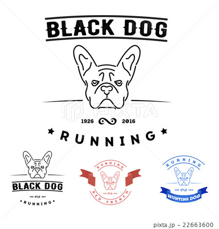 Set of logos with french bulldog and tape. 22663600