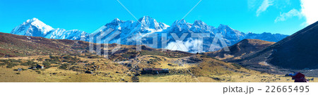 Panorama of high mountains in snow 22665495