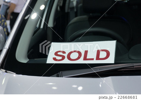 Sold label in the new car at car showroom 22668681