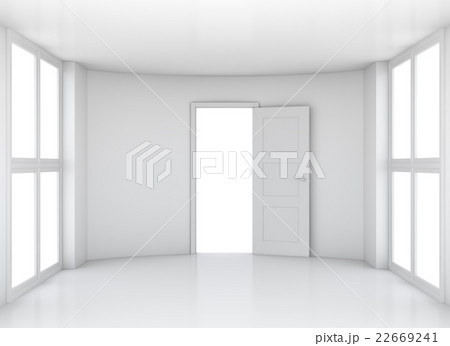 Empty room with opened door and windows Empty room with opened door and windows 22669241