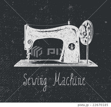Vector hand drawn retro, vintage sewing machine 22670185
