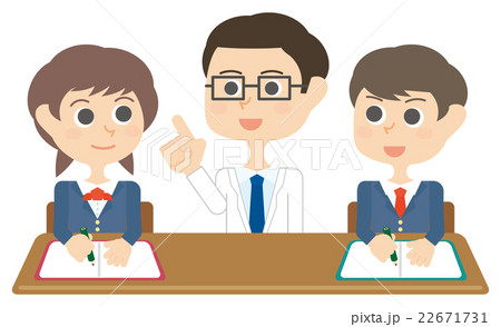 冬期講習　塾　1対2　個別指導　男性講師　白衣　学生服　イラスト 22671731
