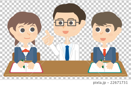 冬期講習　塾　1対2　個別指導　男性講師　白衣　学生服　イラスト 22671731