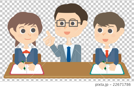 冬期講習　塾　1対2　個別指導　男性講師　スーツ　学生服　イラスト 22671786