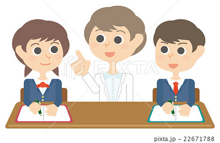冬期講習　塾　1対2　個別指導　女性講師　白衣　学生服　イラスト 22671788