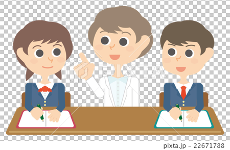 冬期講習　塾　1対2　個別指導　女性講師　白衣　学生服　イラスト 22671788