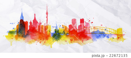 Silhouette overlay city Moscow 22672135