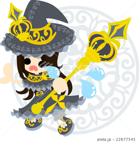 お洒落で可愛い魔法使いの女の子のイラストのイラスト素材
