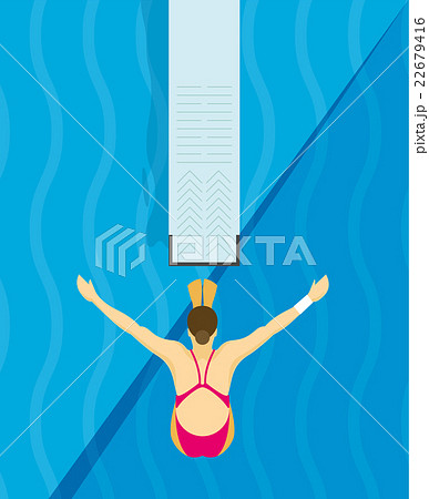 An athlete Jumps from diving board design Illustra 22679416