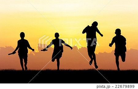 athlete  running   at sunset background 22679899