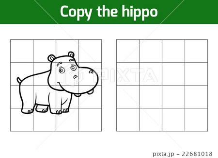 Copy the picture for children. Animal, hippo Copy the picture for children. Animal, hippo 22681018
