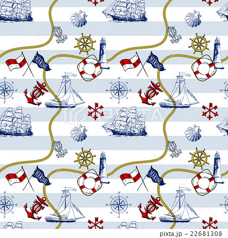 パターン マリンボーダーのイラスト素材