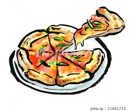 筆描き 食品 ピザのイラスト素材 22681723 Pixta