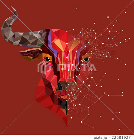 Red bull head with geometric pattern 22681927