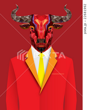 Red bull man with geometric pattern 22681992