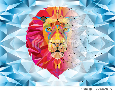 Lion head in geometric pattern with star line 22682015