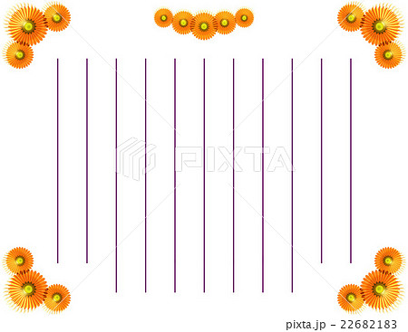 硝子菊花弁横便箋縦線のイラスト素材 2261