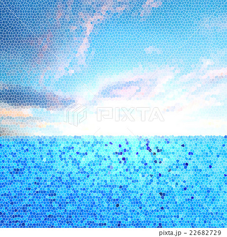 青空と海のステンドグラスのイラスト素材