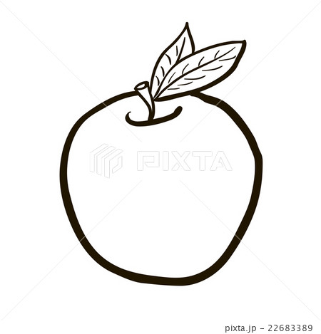 black and white freehand drawn cartoon appleのイラスト素材