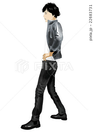 ファッション 男子革ジャンのイラスト素材