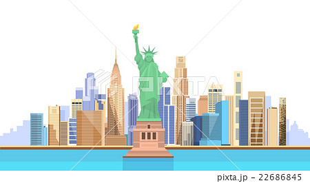 Liberty Statue United States New York City Viewのイラスト素材 22686845 Pixta