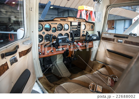 Small private plane pilot cabin with avionics equi 22688002
