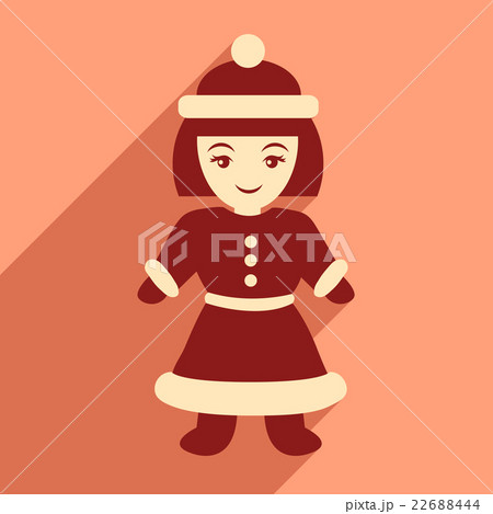 flat icon with long shadow Santa girl 22688444