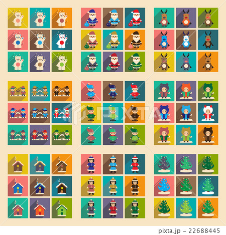 Set of flat icons with long shadow new Year Set of flat icons with long shadow new Year 22688445