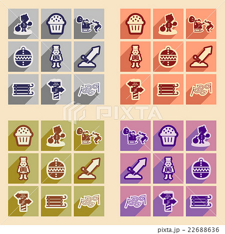 Set flat icons with shadow New Year and Christmas Set flat icons with shadow New Year and Christmas 22688636