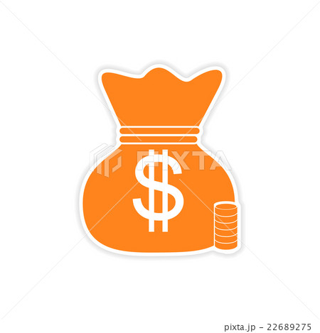 stylish sticker on paper bag of money 22689275