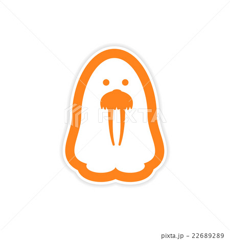 paper sticker on white background Arctic walrus 22689289