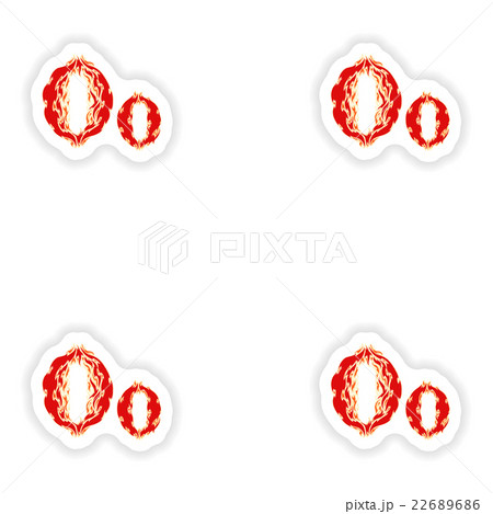 assembly stickers fiery font red letter O  22689686