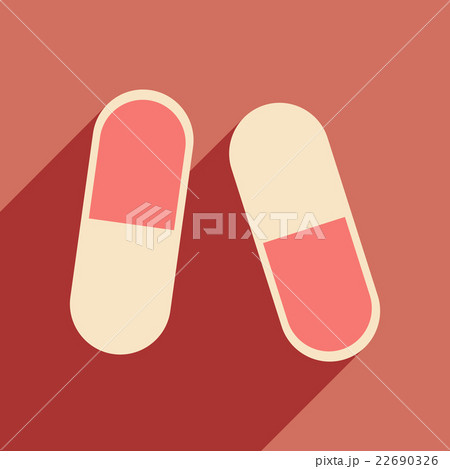 Flat with shadow icon and mobile application pills Flat with shadow icon and mobile application pills 22690326