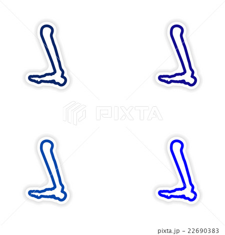 Set paper stickers on white background leg bone Set paper stickers on white background leg bone 22690383